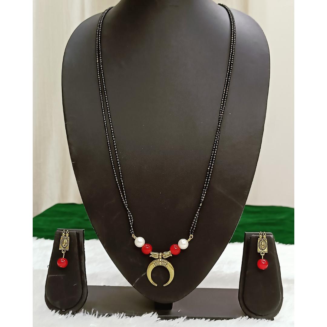 Radiant Harmony Set - Long Mangalsutra With Earrings
