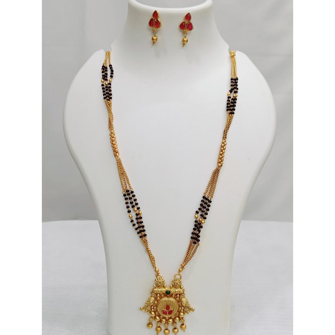 Blossoming Union Ensemble - Long Mangalsutra With Earrings