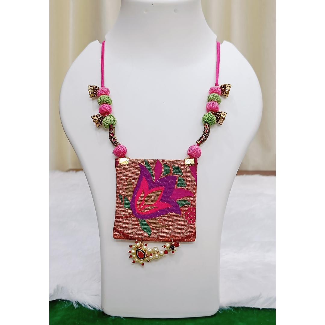 Handwoven Delight Necklace - Handmade Fabric Necklace