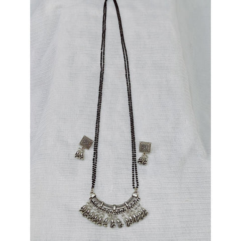 Mystic Charisma Duo Oxidised Long Mangalsutra With Earrings