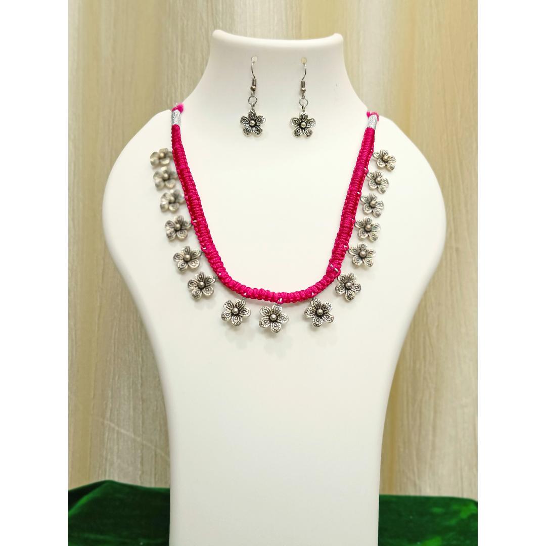 Threaded Harmony Ensemble Jewelry Set - Thread Necklace With Earrings