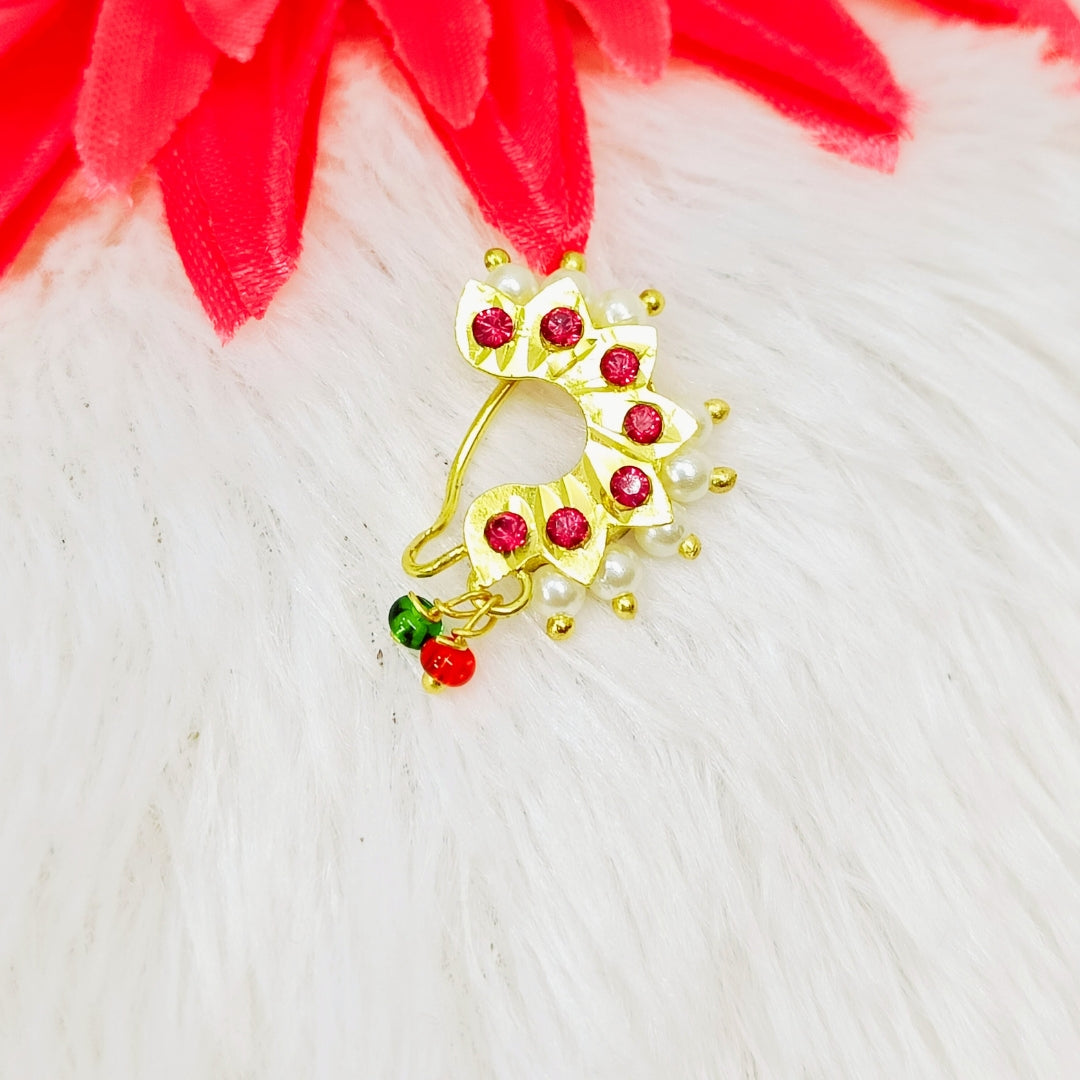Traditional Ethereal Golden Kundan Nath