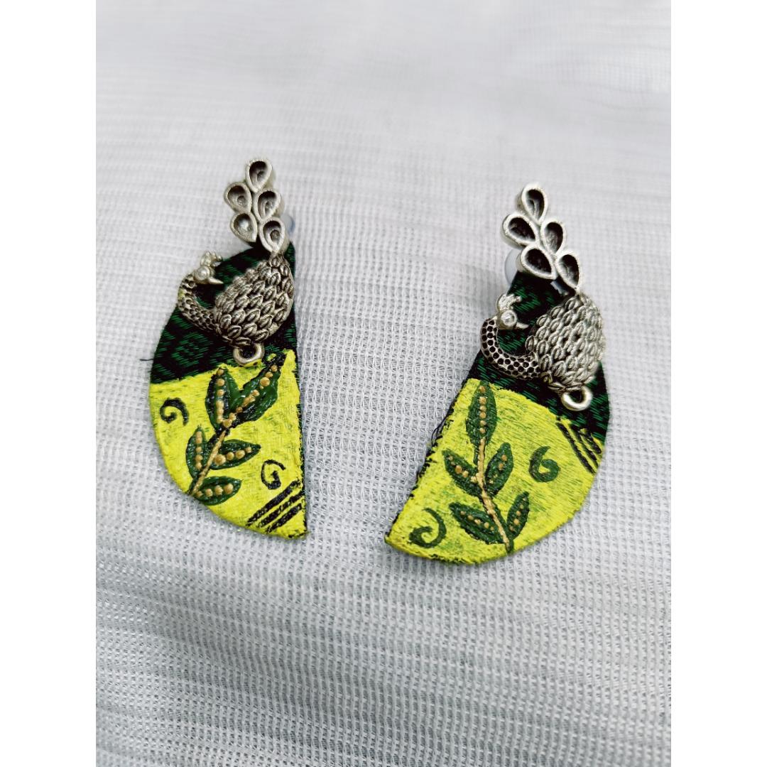 Threaded Elegance Drops Fabric Earrings