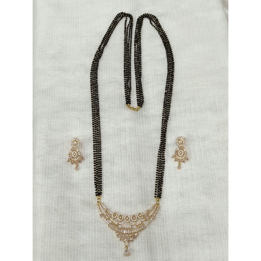 Grandeur Embrace Set - Long Mangalsutra With Earrings