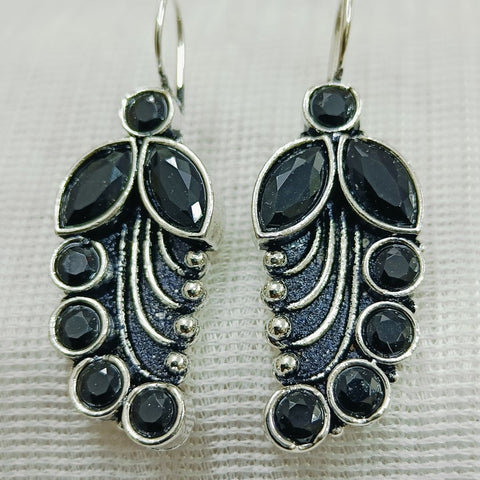 Sterling Silver Black Spinel Drop Earrings