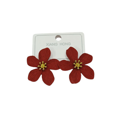 Korean Hibiscus Moonlight Metalic Flower Earrings