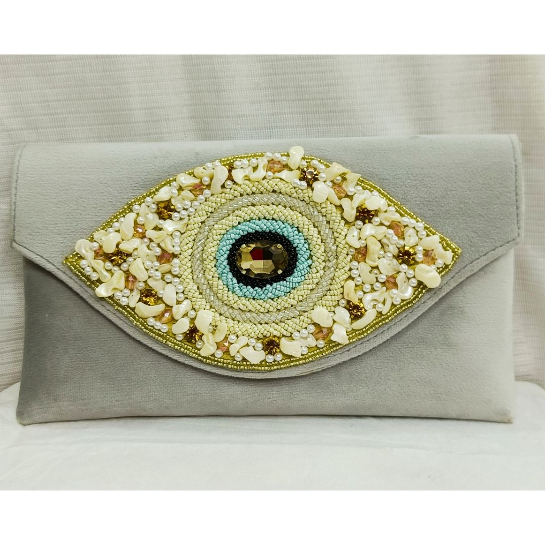 The Nazar [Eye] Embellished Classy Party Wear Clutch