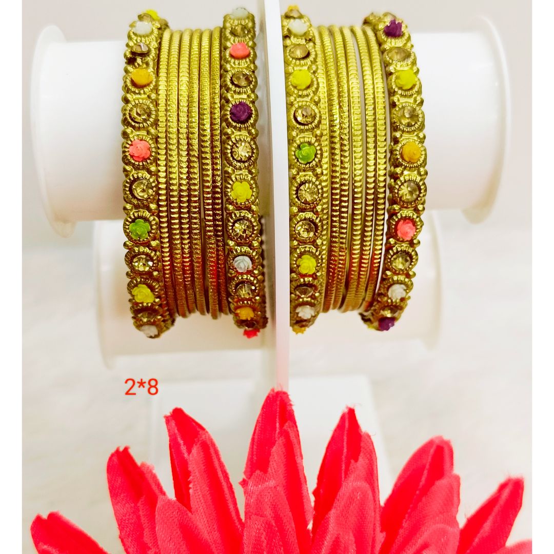 Shining Gold Plated Bangles 12 Pieces