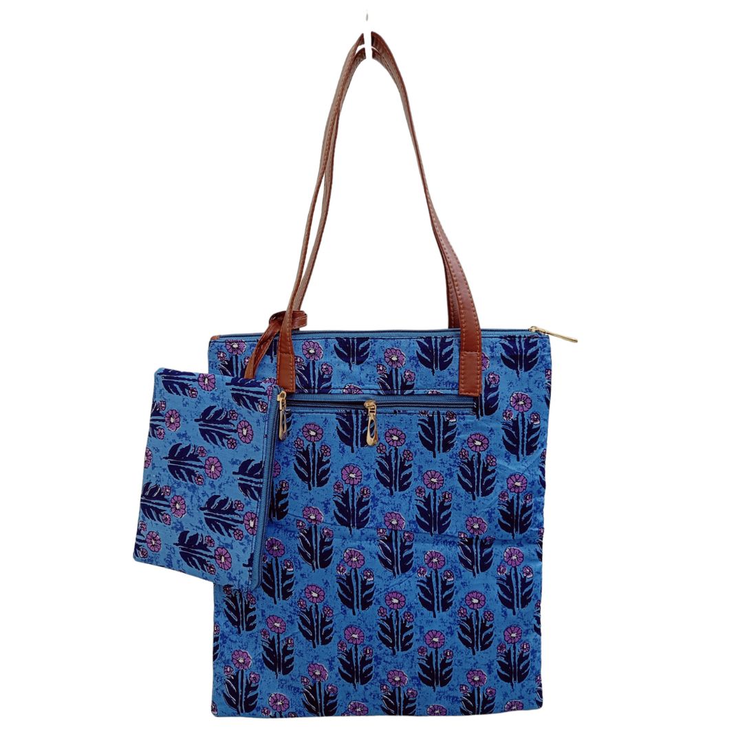 Purple Floral Dream Tote with Accessory Pouch Office Bag