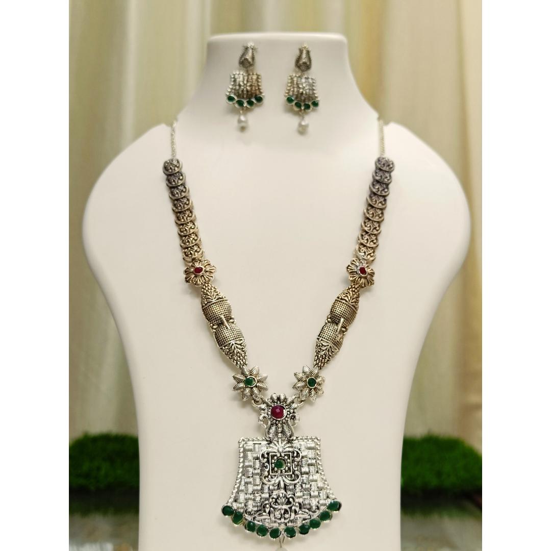 Dazzling Diamond Dust Ensemble Jewelry Set - Necklace With Earrings