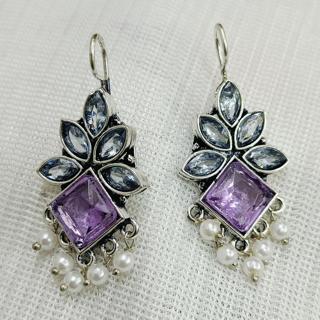 Purple Passion Fancy Oxidised Earrings