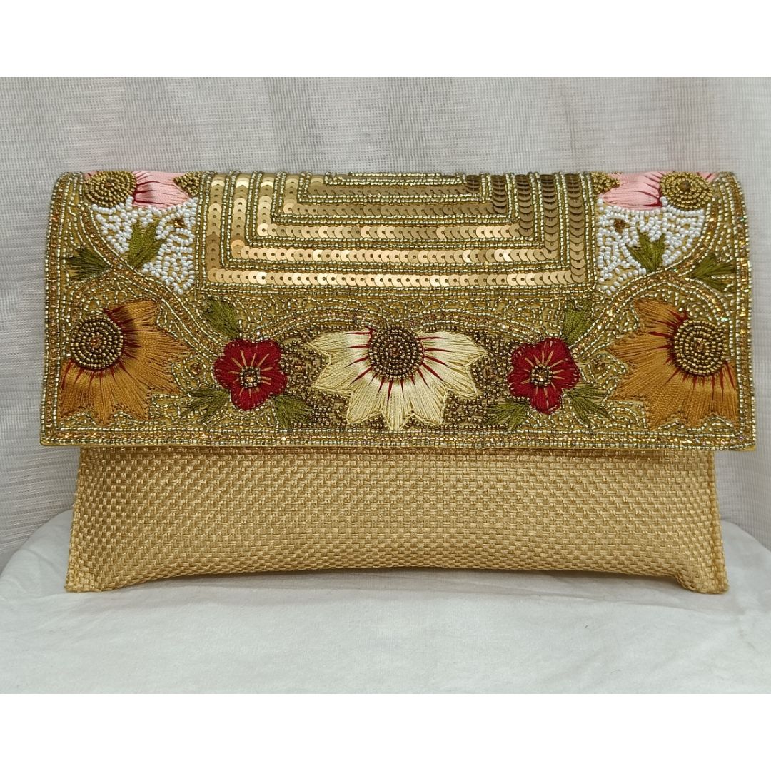 The Sunburst Gold Classy Party Wear Clutch