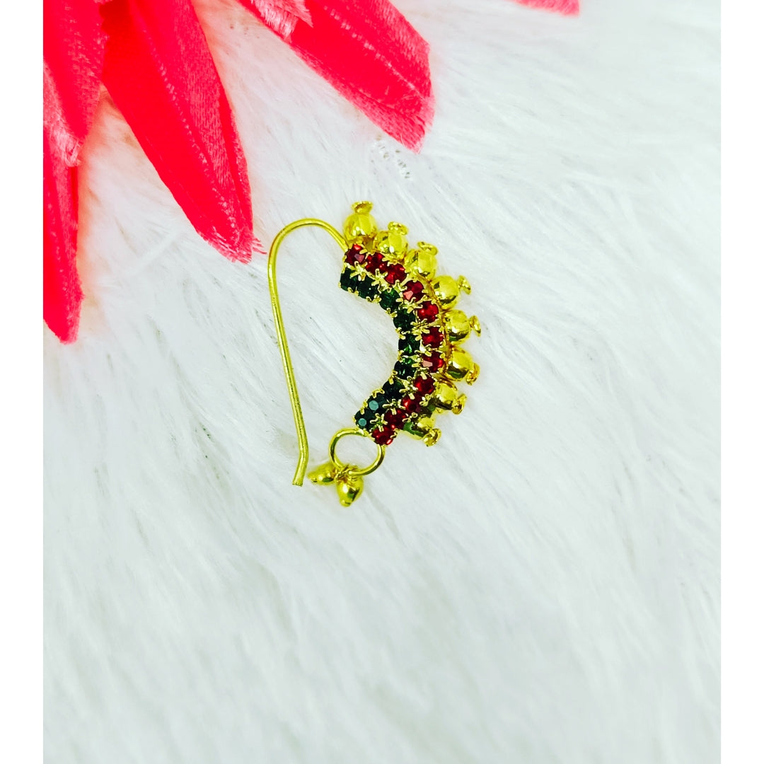 Traditional Ethereal Kundan And Gold Plated Moti Nath